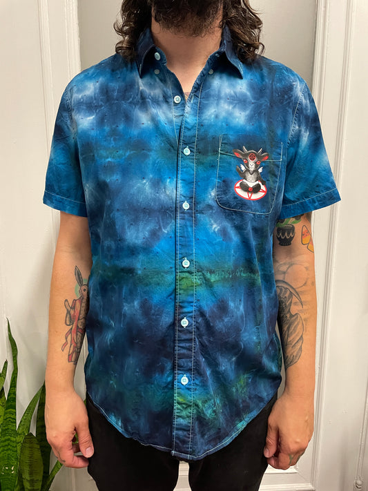 Upcycled Baphomet Button Down XL
