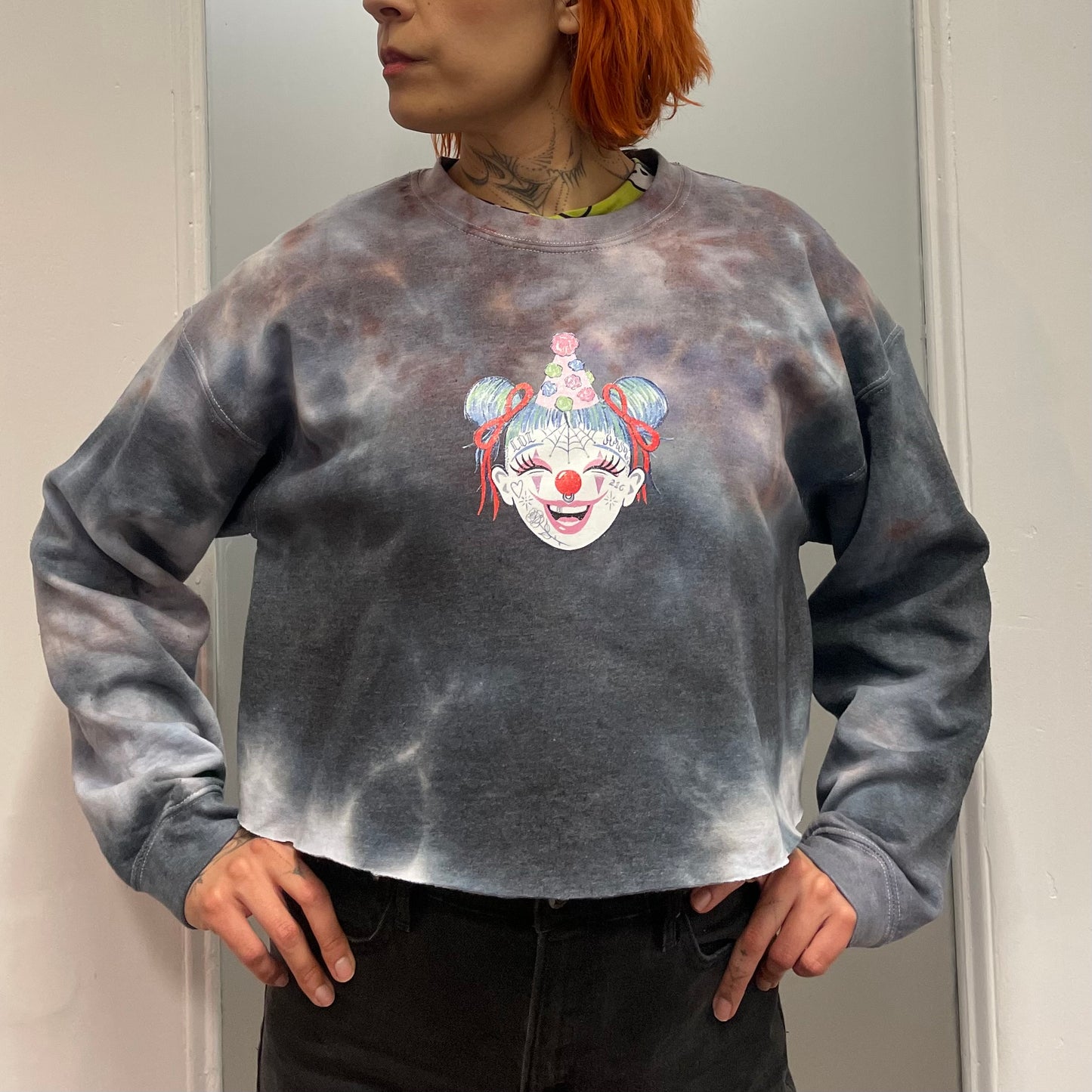 Clown Girl Cropped Sweatshirt L