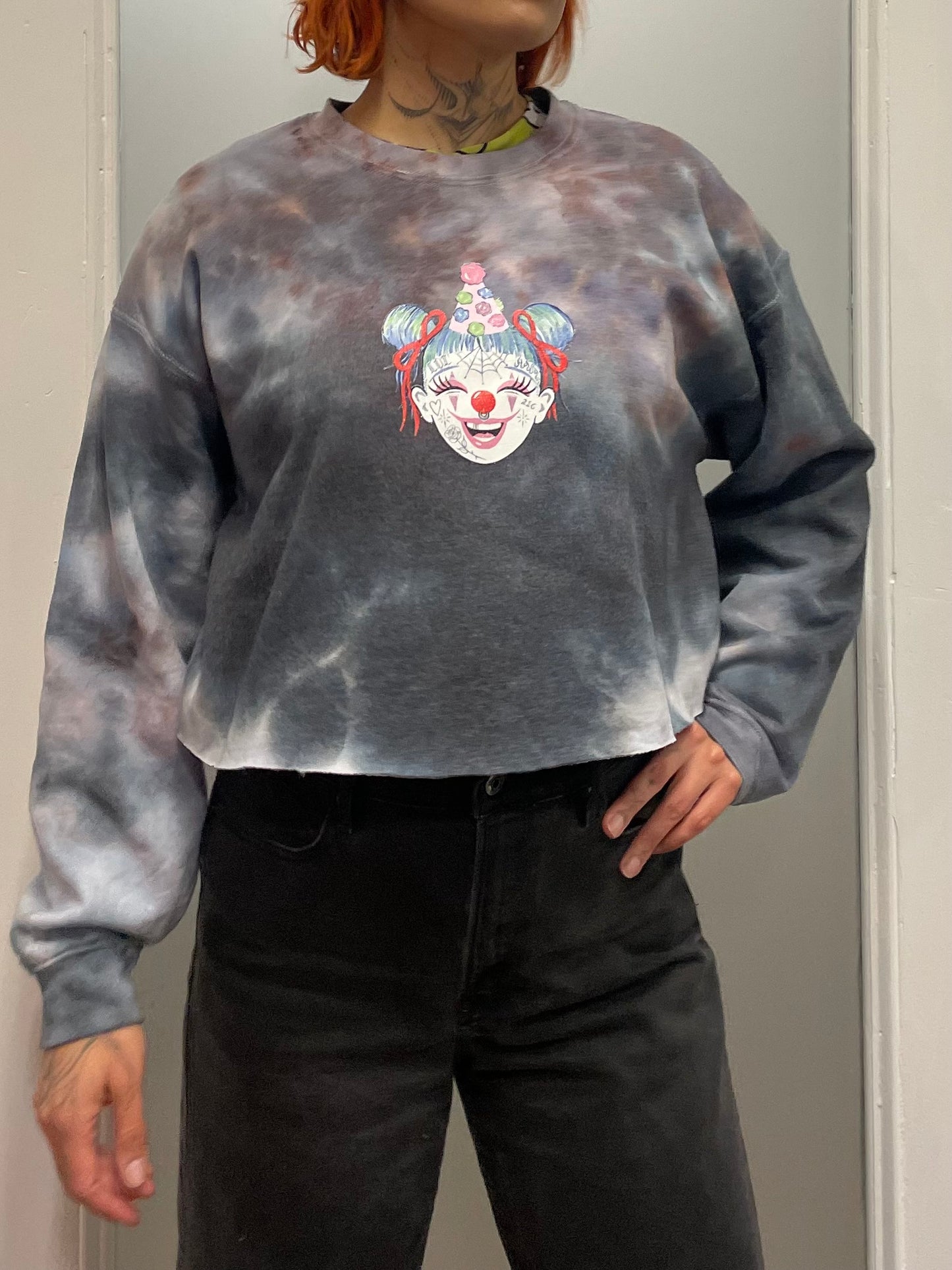 Clown Girl Cropped Sweatshirt L