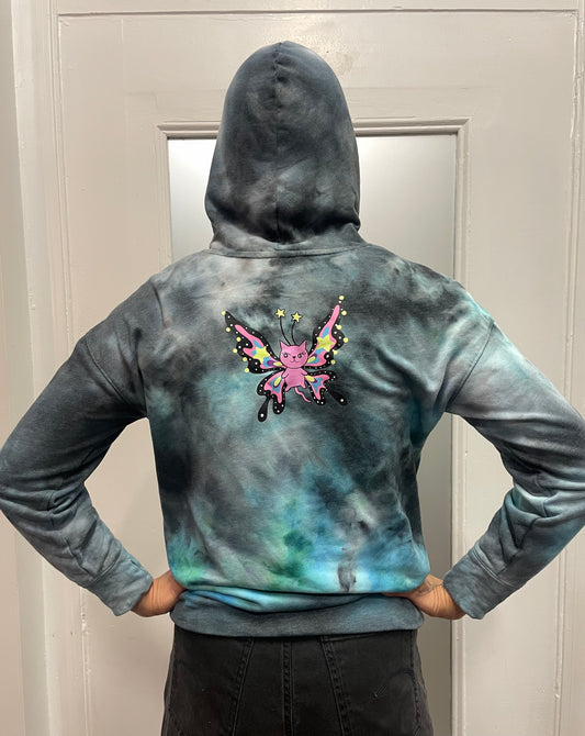 Upcycled Butterfly Cat Hoodie M