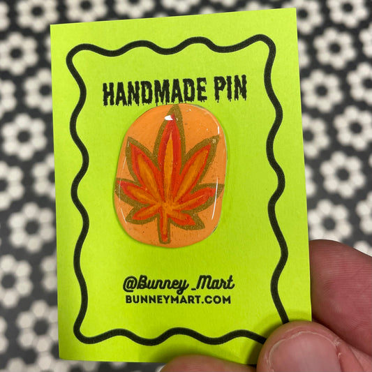 Golden Fire Leaf Pin