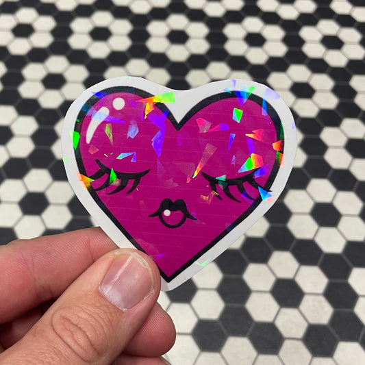 Peaceful Pink Heart Holo Sticker