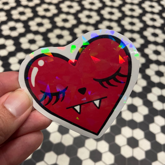 Red Heart Fangs Sticker