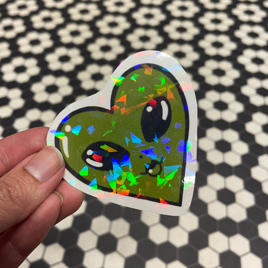 Alien Heart Holo Sticker