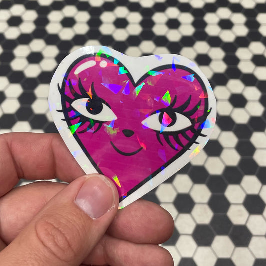 Pink Bright Eye Heart Sticker